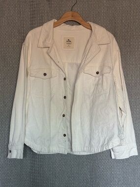 Rip Curl White Corduroy Button Front Shacket Jacket Large